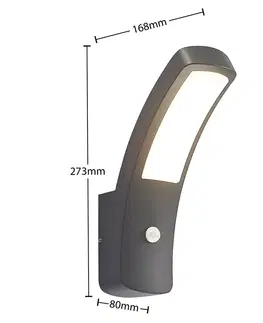 Vonkajšie nástenné svietidlá so senzorom Lindby Vonkajšie nástenné svietidlo Lindby Moshe LED so senzorom