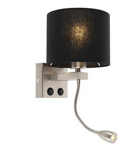 Nastenne lampy Moderné nástenné svietidlo oceľové s čiernym tienidlom - Brescia