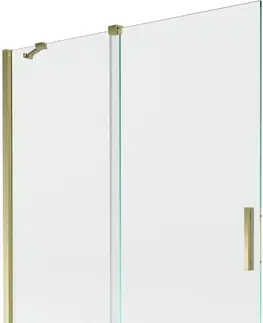 Sprchové dvere MEXEN/S - Velar Dvojkrídlová posuvná vaňová zástena 130 x 150 cm, transparent, zlatá 896-130-000-01-50