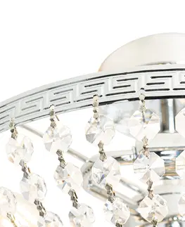 Stropne svietidla Klasické stropné oceľové svietidlo s krištáľovým 3-svetlom - Mondrian