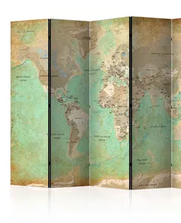 Paravány Paraván Turquoise World Map Dekorhome