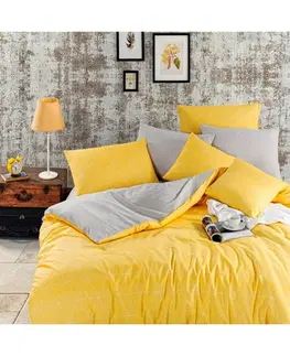 Posteľná bielizeň Súprava 2+2 posteľnej bavlnenej obliečky, Meggi, žlto-sivé