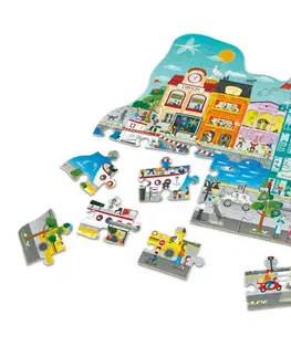 Hračky puzzle HAPE - Puzzle - Animované mestečko v pohybe, 49 dielikov