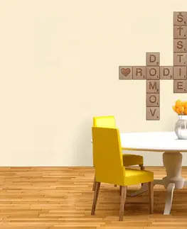 Nálepky Dekoračné nálepky na stenu hnedé Scrabble