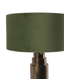 Stolove lampy Stolná lampa v štýle art deco bronzový zamatový odtieň zelený so zlatom 50cm - Bruut