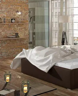 Postele NABBI Monzo UP 160 čalúnená manželská posteľ s roštom tmavohnedá (Soft 66)