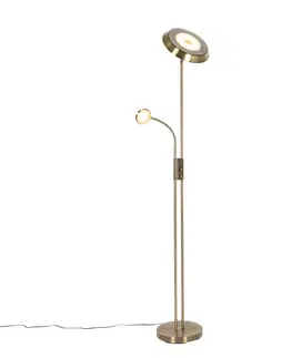 Stojace lampy Bronzová stojaca lampa vrátane LED a stmievača s lampou na čítanie - Fez