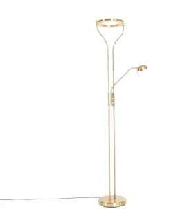 Stojace lampy Moderná stojaca lampa zlatá s ramenom na čítanie vrátane LED a stmievača - Divo