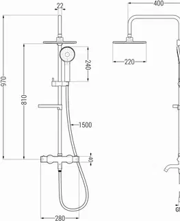 Sprchy a sprchové panely MEXEN/S - KX40 vaňový stĺp s termostatickou batériou, zlato 779004091-50