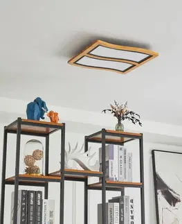 Stropné svietidlá Lucande Lucande Joren stropné LED svetlo drevo 2-plameňové