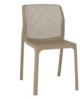 Záhradné stoličky a kreslá Stohovateľná stolička, sivohnedá taupe/plast, LARKA