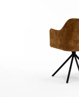 Stoličky - moderné LuxD 28992 Dizajnová otočná stolička Rahiq horčicový zamat