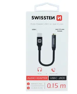 USB káble Audio adaptér Swissten USB-CJack (samica) 0,15 m, čierny 73501301