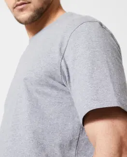 fitnes Pánske tričko na fitness 500 Essentials sivé