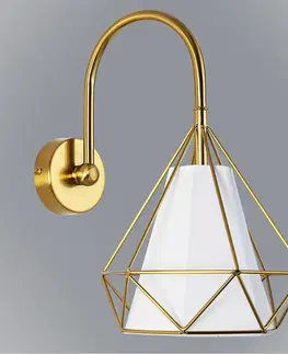 Moderné lampy do obývačky Nastenná lampa Hira gold/white 1xE27