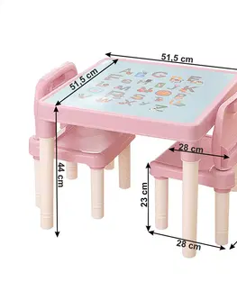 Detské stoly a stoličky Detský set 1+2, ružová/korálová, BALTO