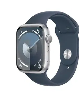 Inteligentné hodinky Apple Watch Series 9 GPS 45mm strieborná , hliníkové puzdro so športovým remienkom burková modrá - SM MR9D3QCA