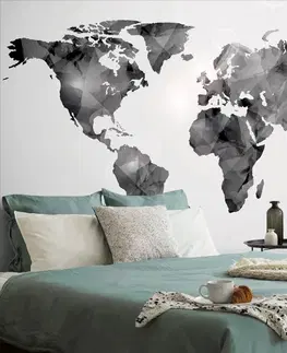 Samolepiace tapety Samolepiaca tapeta polygonálna mapa sveta v čiernobielom