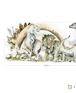Nálepky na stenu Nálepka za posteľ - Svet dinosaurov