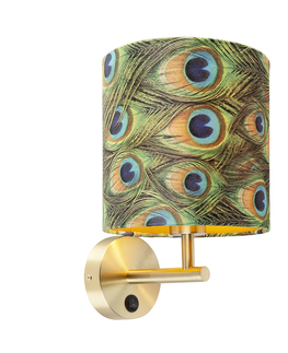 Nastenne lampy Vintage nástenné svietidlo zlaté s odtieňom 20/20/20 zamatový páv - Combi