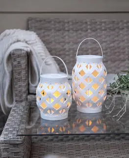 Vonkajšie dekoratívne svietidlá STAR TRADING LED lampáš Flame Lantern, biela, 16 cm
