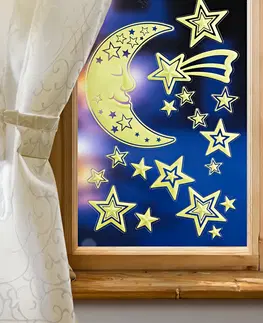 Drobné dekorácie a doplnky 18-dielny obrázok na okno "Hviezdy a mesiac"
