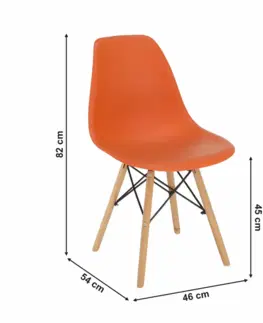 Stoličky Stolička, oranžová/buk, CINKLA 3 NEW