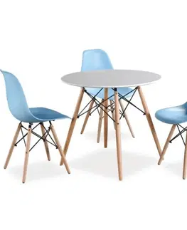 Jedálenské stoly Jedálenský stôl,  biela/buk, priemer 60 cm, GAMIN NEW 60
