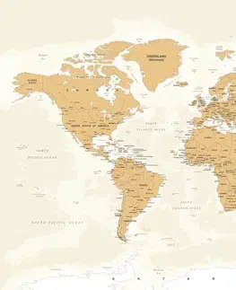 Obrazy mapy Obraz mapa sveta s vintage nádychom