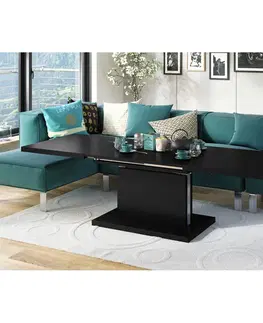 Jedálenské stoly Jedálenský/konferenčný rozkladací stôl, čierna matná, 120-200x70 cm, ARTON