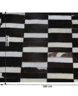Koberce a koberčeky Luxusný kožený koberec,  hnedá/čierna/biela, patchwork, 120x180, KOŽA TYP 6