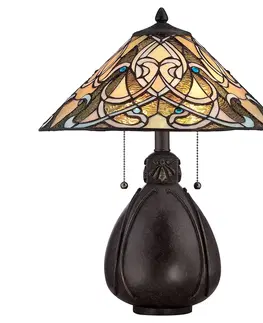Stolové lampy QUOIZEL Stolná lampa India v štýle Tiffany