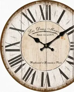 Hodiny Drevené nástenné hodiny Les Deux, pr. 34 cm