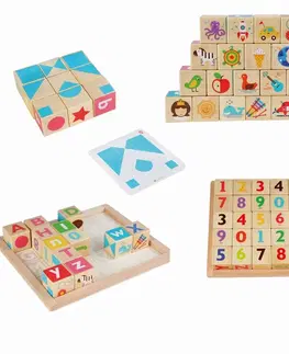 Náučné hračky LUCY & LEO - 262 Chytré kocky – anglická abeceda - drevená multifunkčná edukatívna súprava kociek