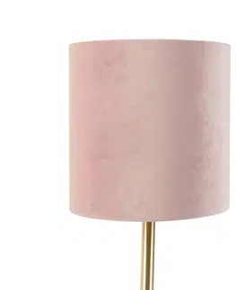 Stolove lampy Romantická stolná lampa mosadz s ružovým odtieňom 25 cm - Simplo