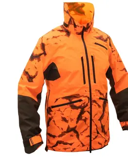 bundy a vesty Poľovnícka odolná nepremokavá bunda Supertrack 900 Light oranžová reflexná