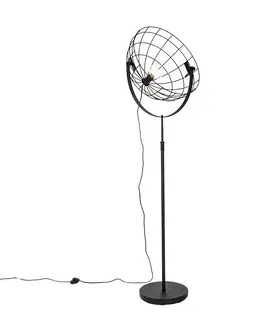 Stojace lampy Priemyselná stojaca lampa čierna 50 cm nastaviteľná - Hanze