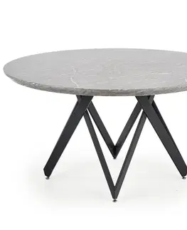 Stoly v podkrovnom štýle Stôl Gustimo 140 Mdf/Oceľ – Popolavý Marmur/Čierna