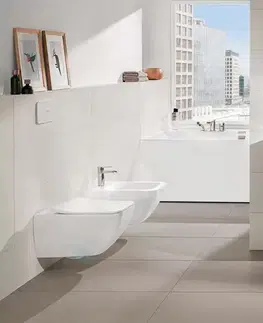 Záchody VILLEROY & BOCH - Venticello Závesné WC s WC doskou SoftClosing, DirectFlush, CeramicPlus, alpská biela 4611RSR1