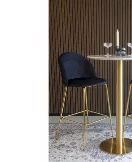 Jedálenské stoly Norddan Dizajnový okrúhly barový stôl Kane 70 cm imitácia mramoru / mosadz