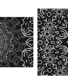Čiernobiele obrazy 5-dielny obraz Mandala s abstraktným vzorom v čiernobielom prevedení