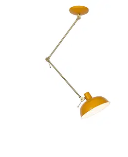 Stropne svietidla Retro stropné svietidlo žlté s bronzom - Milou