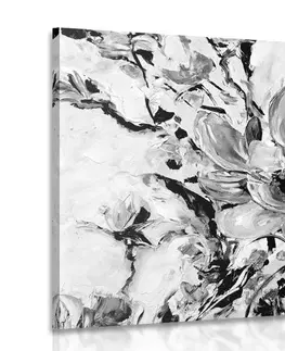 Čiernobiele obrazy Obraz maľované kvety leta v čiernobielom prevedení