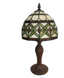 Lampy na nočný stolík Clayre&Eef Stolná lampa 6027 sklenené tienidlo dizajn Tiffany
