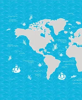 Samolepiace tapety Samolepiaca tapeta nebesky modrá mapa sveta