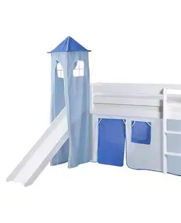 Vyvýšené detské postele Posteľ S Priestorom Na Hru Kasper Záves Modrý