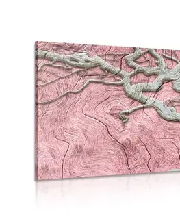 Obrazy stromy a listy Obraz abstraktný strom na dreve s ružovým kontrastom