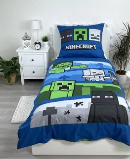 Obliečky Jerry Fabrics Bavlnené obliečky Minecraft Hostile Mobs svietiace, 140 x 200 cm, 70 x 90 cm