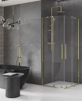 Sprchovacie kúty MEXEN/S - Velar Duo štvorcový sprchovací kút 90 x 90, transparent, zlatá 871-090-090-02-50