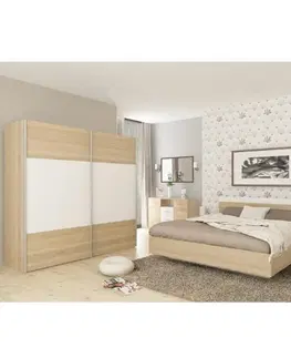 Postele Manželská posteľ, dub sonoma/biela, 160x200, GABRIELA